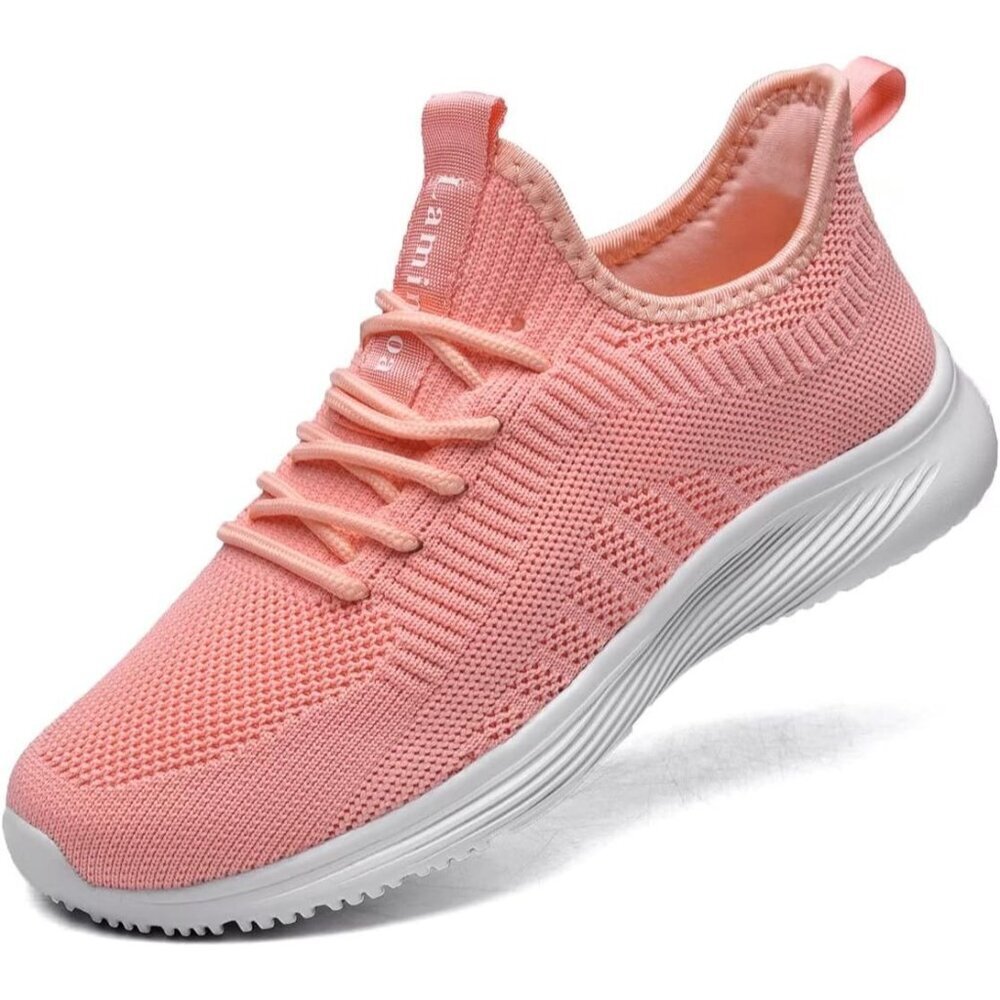 Women's Orange Non Slip Casual Running Lightweight Mesh Fashion Sneakers